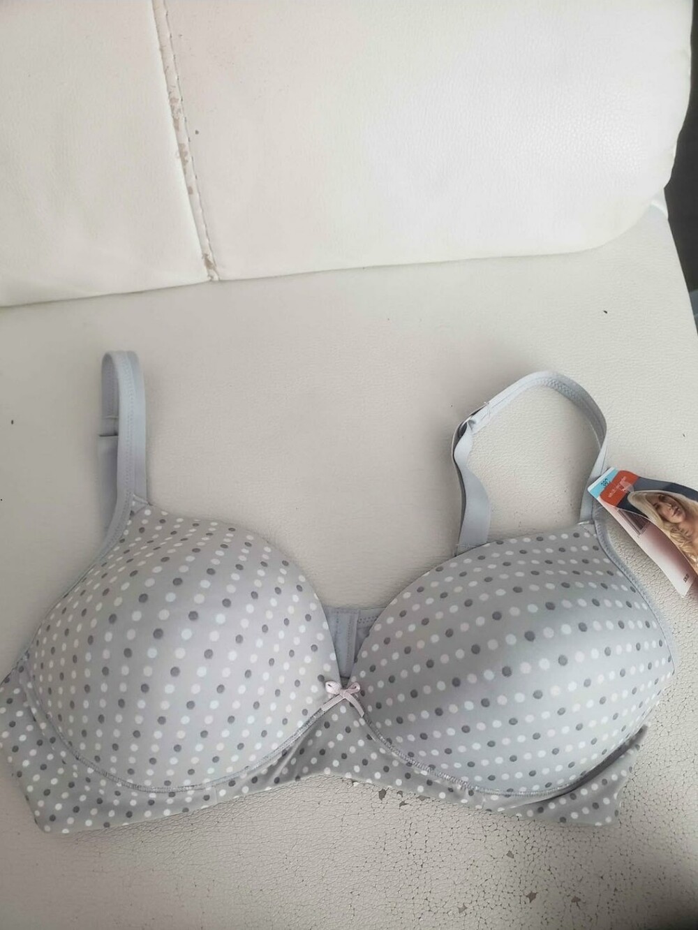 Polka Dot Light Gray Molded Cup Bra - Women Intimates & Sleepwear